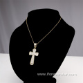 copper zircon 925 silver cross charm pendant